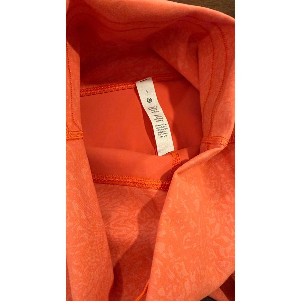 Lululemon Align High-Rise Short Orange Floral Embossed Nulu Biker Shorts Size 4 - Picture 13 of 16